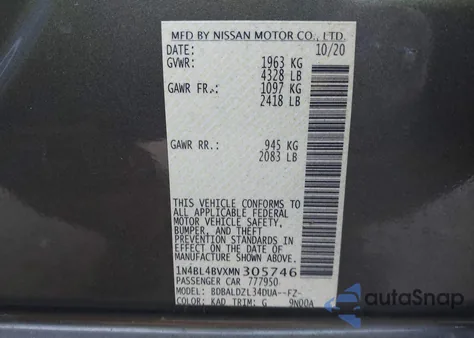 2021 Nissan Altima S Fwd from USA, damaged, VIN 1N4BL4BVXMN305746